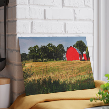 U R There Photography Bristol Road Red and Silo Rustic Farmhouse Tempered-Glass Cutting Board