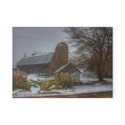 U R There Photography Ludwig Road Greys in the Fog Rustic Farmhouse Tempered-Glass Cutting Board