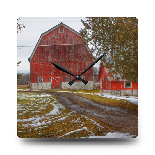 West Barnes Lake Reds Rustic Farmhouse Acrylic Analog Wall Clock 10.75'' × 10.75'' (Square)