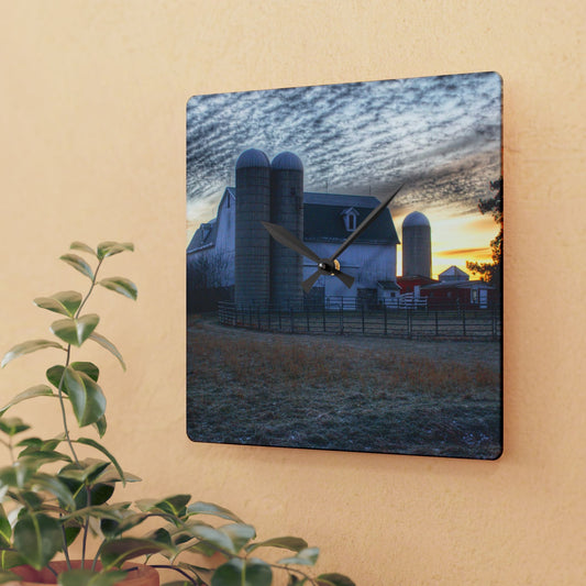 U R There Photography December Dawn Rustic Farmhouse Acrylic Analog Wall Clock