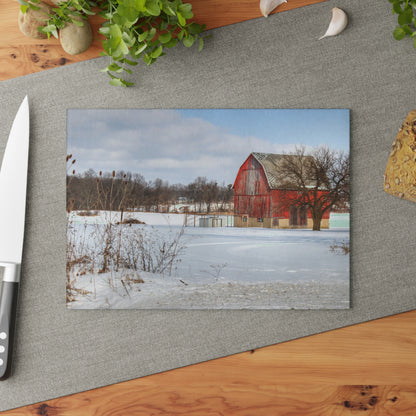 U R There Photography Oregon Road Hillside Red Rustic Farmhouse Tempered-Glass Cutting Board