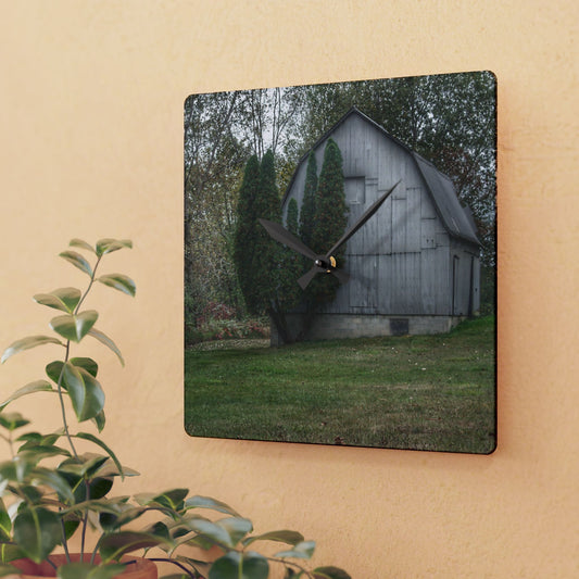U R There Photography Milliman Road Grey Rustic Farmhouse Acrylic Analog Wall Clock