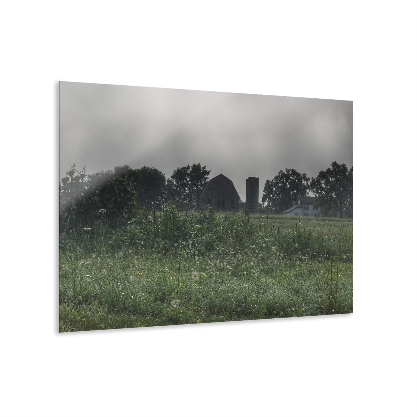 U R There Photography Hill Road Grey in the Fog Rustic Farmhouse Acrylic Wall Print