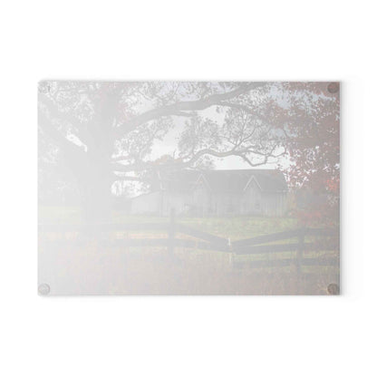 U R There Photography Green Road Grey Beyond the Oak Rustic Farmhouse Tempered-Glass Cutting Board
