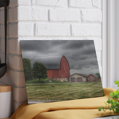 U R There Photography M-24 Country Bench Barn Rustic Farmhouse Tempered-Glass Cutting Board