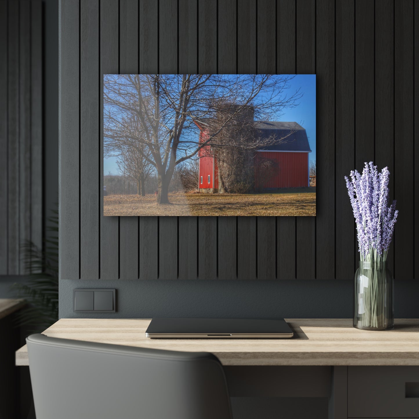 U R There Photography Leonard Road Red Rustic Farmhouse Acrylic Wall Print
