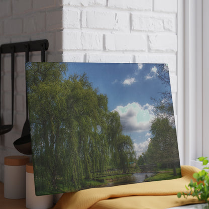U R There Photography Cramton Park Bridge in Lapeer I Rustic Farmhouse Tempered-Glass Cutting Board