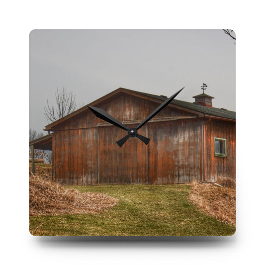 Blood Road Rusted Rustic Farmhouse Acrylic Analog Wall Clock 10.75'' × 10.75'' (Square)