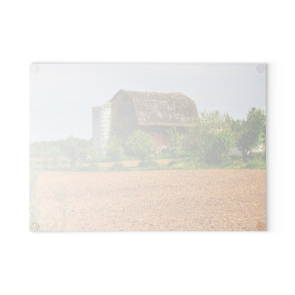 U R There Photography Colwood Road Old Red Rustic Farmhouse Tempered-Glass Cutting Board