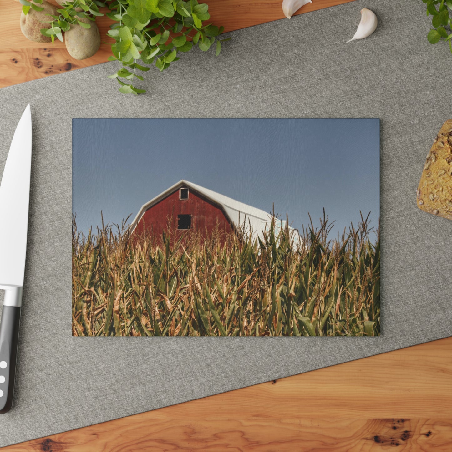 U R There Photography Beyond the Corn Rustic Farmhouse Tempered-Glass Cutting Board