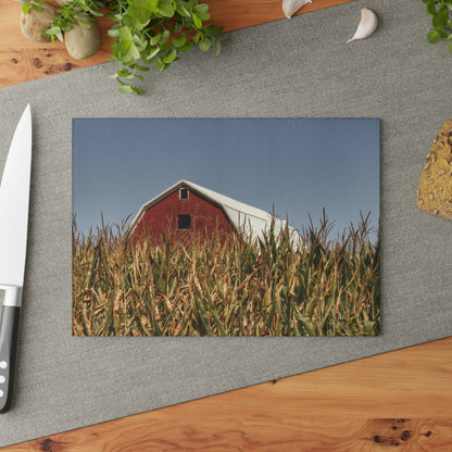 U R There Photography Beyond the Corn Rustic Farmhouse Tempered-Glass Cutting Board