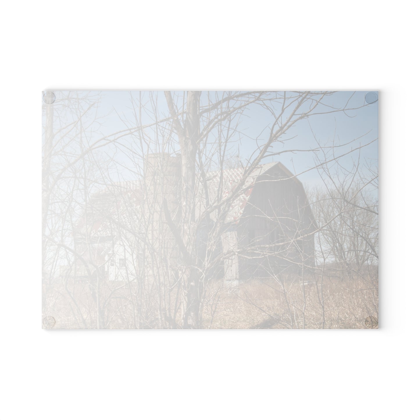 U R There Photography Hill Road Hidden Grey III Rustic Farmhouse Tempered-Glass Cutting Board