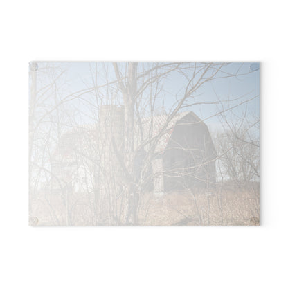 U R There Photography Hill Road Hidden Grey III Rustic Farmhouse Tempered-Glass Cutting Board