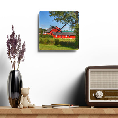 U R There Photography Lake Pleasant Reds II Rustic Farmhouse Acrylic Analog Wall Clock