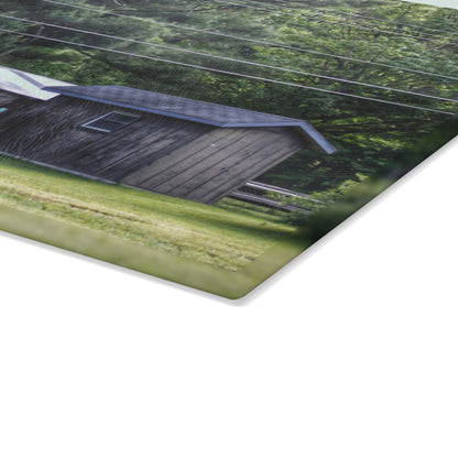 U R There Photography Leonard Road Roadside Greys Rustic Farmhouse Tempered-Glass Cutting Board