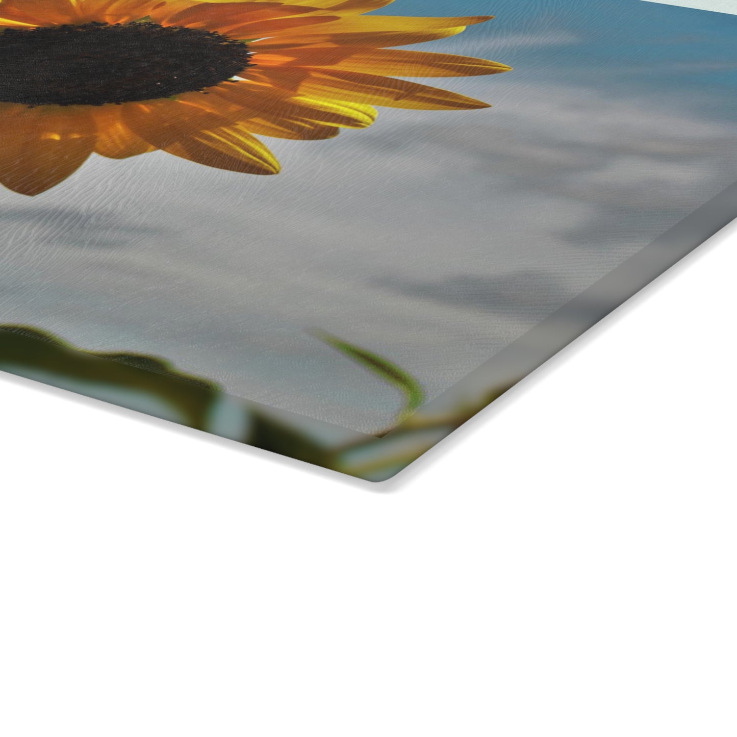 U R There Photography Awakening Sunflower Rustic Farmhouse Tempered-Glass Cutting Board