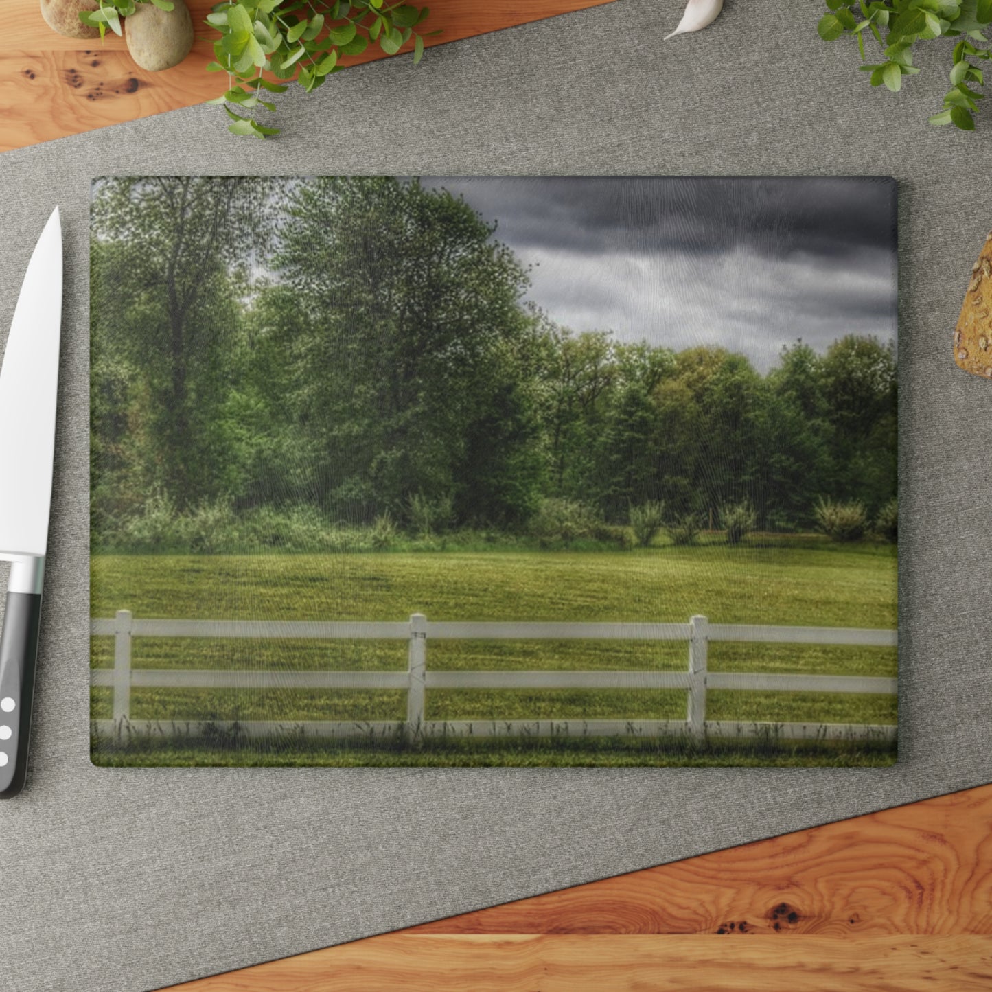 U R There Photography Beyond the White Fence Rustic Farmhouse Tempered-Glass Cutting Board