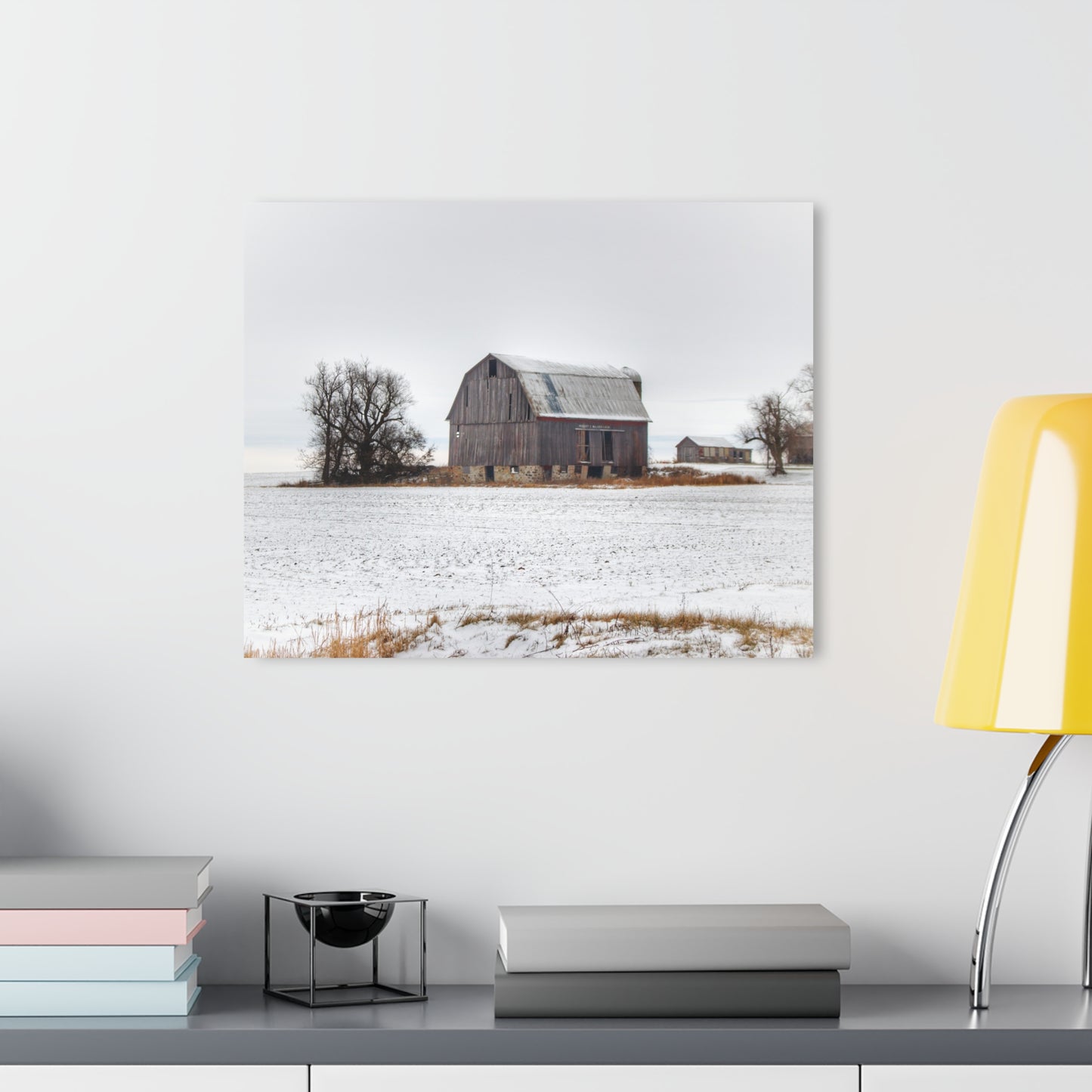 U R There Photography Frenchline Road Grey in Winter Rustic Farmhouse Acrylic Wall Print