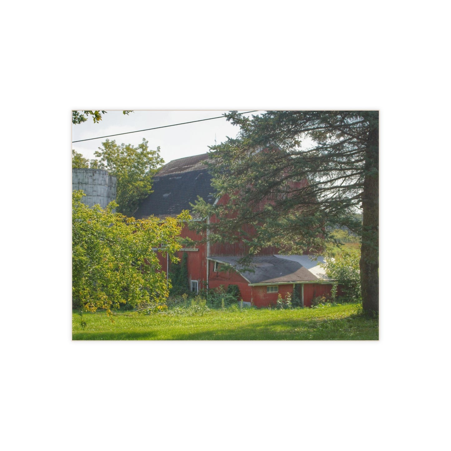 U R There Photography Grey Road Red Rustic Farmhouse Decorative Ceramic Tile