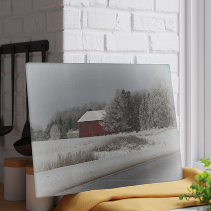 U R There Photography Farm on the Curve Rustic Farmhouse Tempered-Glass Cutting Board