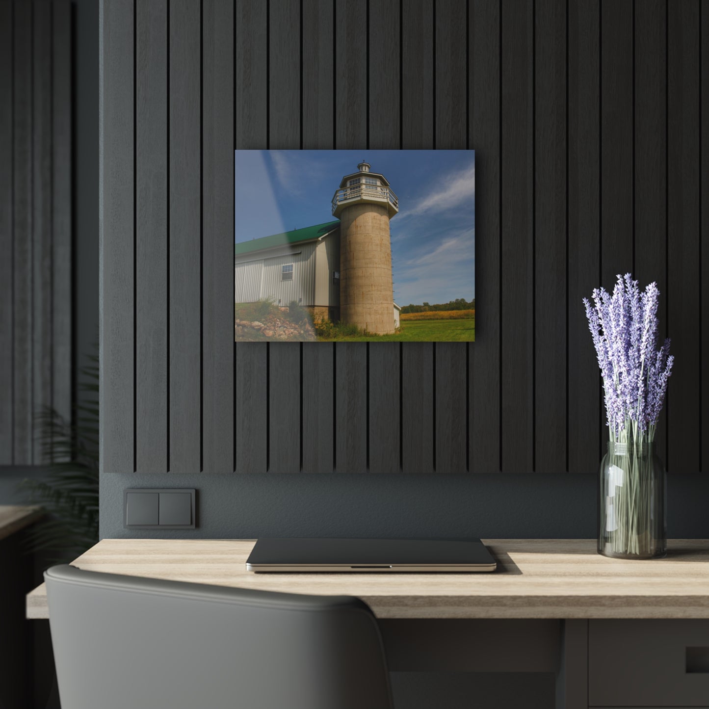 U R There Photography Phelps Road Lighthouse Barn II Rustic Farmhouse Acrylic Wall Print