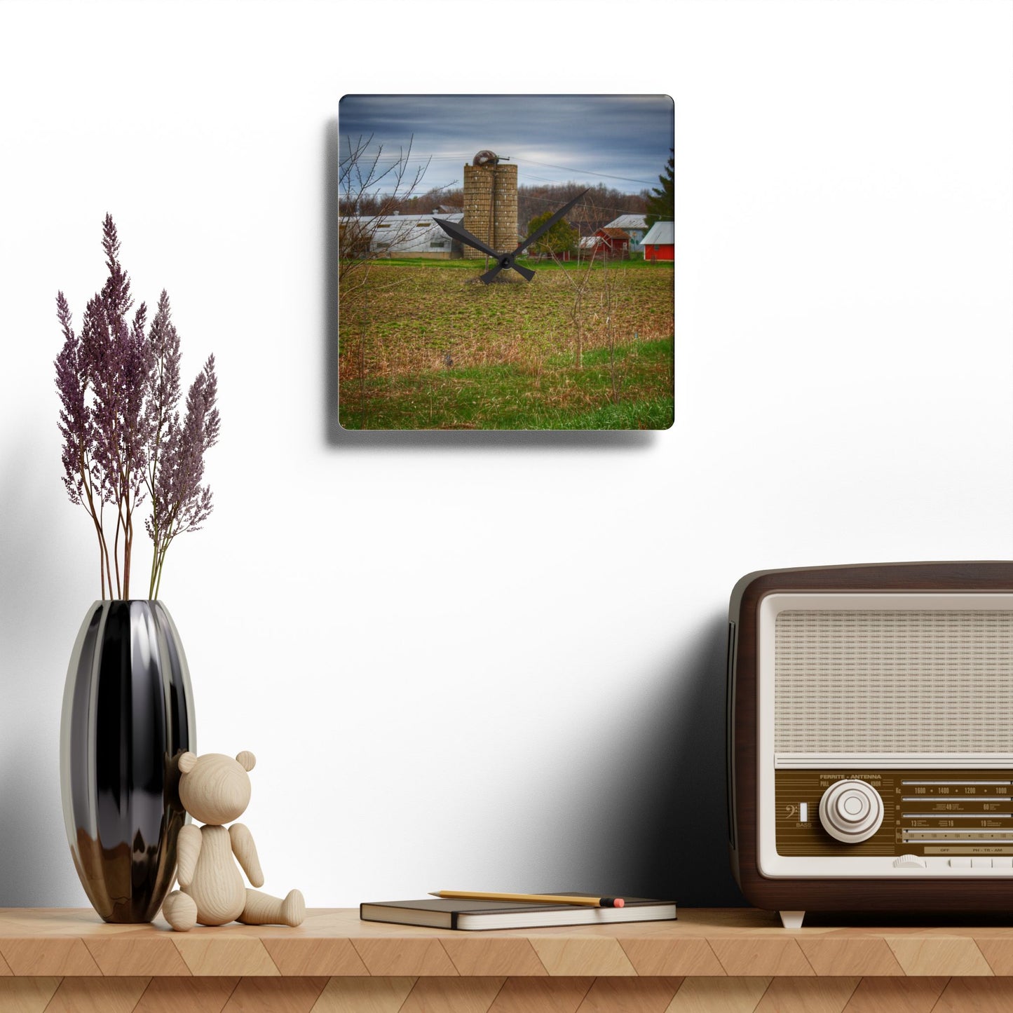 U R There Photography Fostoria Road Quonset Rustic Farmhouse Acrylic Analog Wall Clock