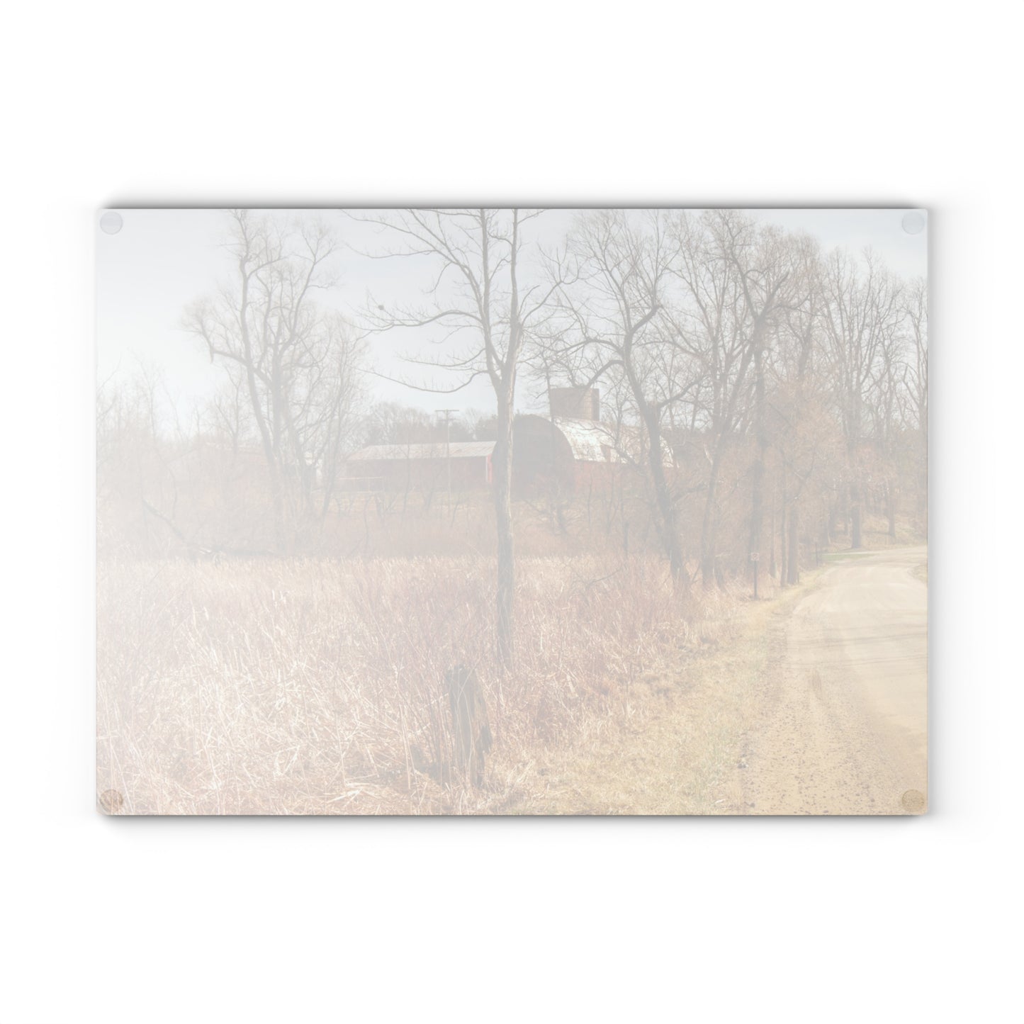 U R There Photography Hough Road Hidden Reds Rustic Farmhouse Tempered-Glass Cutting Board