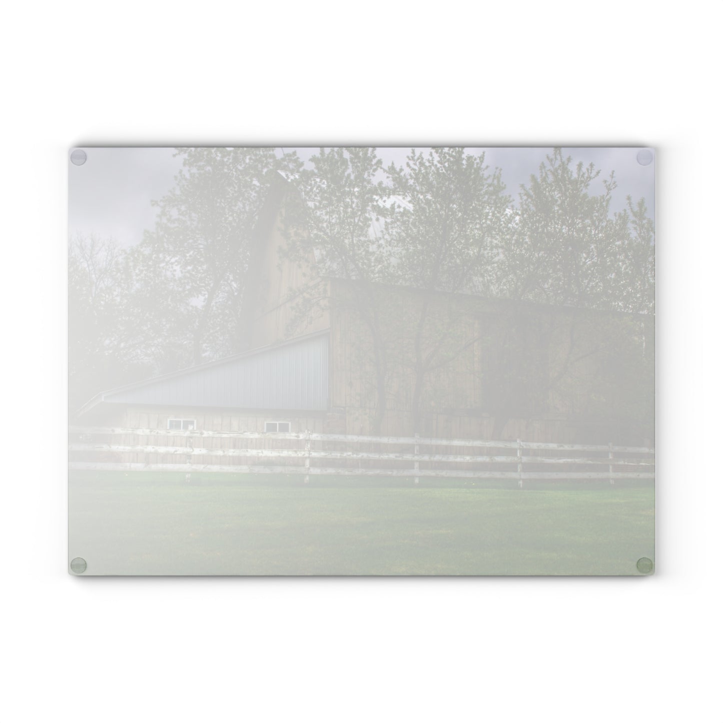 U R There Photography Grange Hall Road Whitewash Grey Rustic Farmhouse Tempered-Glass Cutting Board