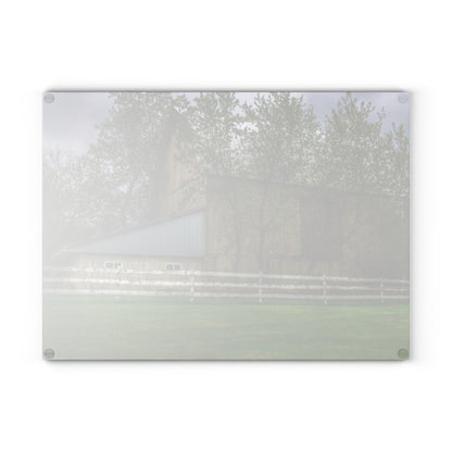U R There Photography Grange Hall Road Whitewash Grey Rustic Farmhouse Tempered-Glass Cutting Board