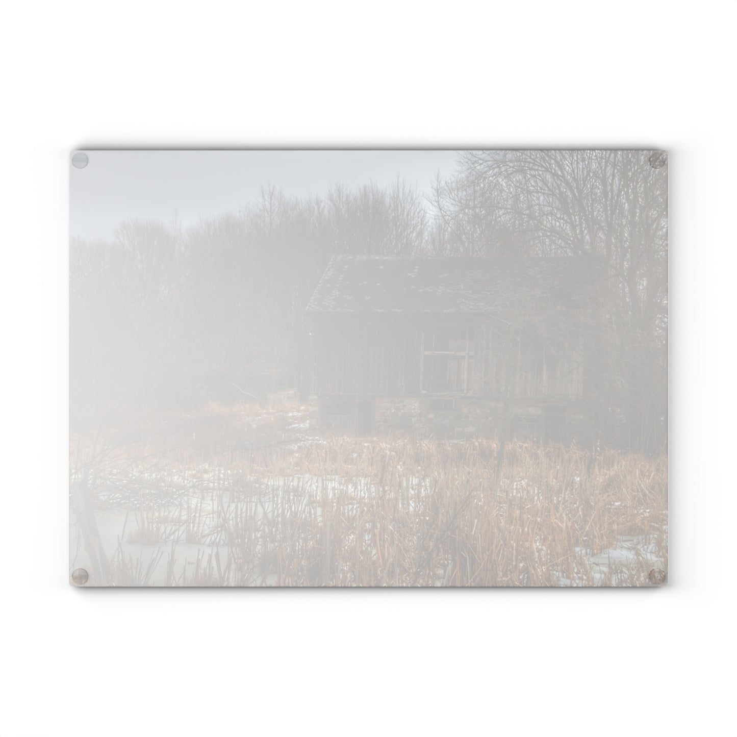 U R There Photography Norway Lake Road Hidden Grey I Rustic Farmhouse Tempered-Glass Cutting Board