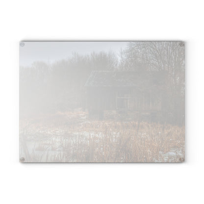 U R There Photography Norway Lake Road Hidden Grey I Rustic Farmhouse Tempered-Glass Cutting Board