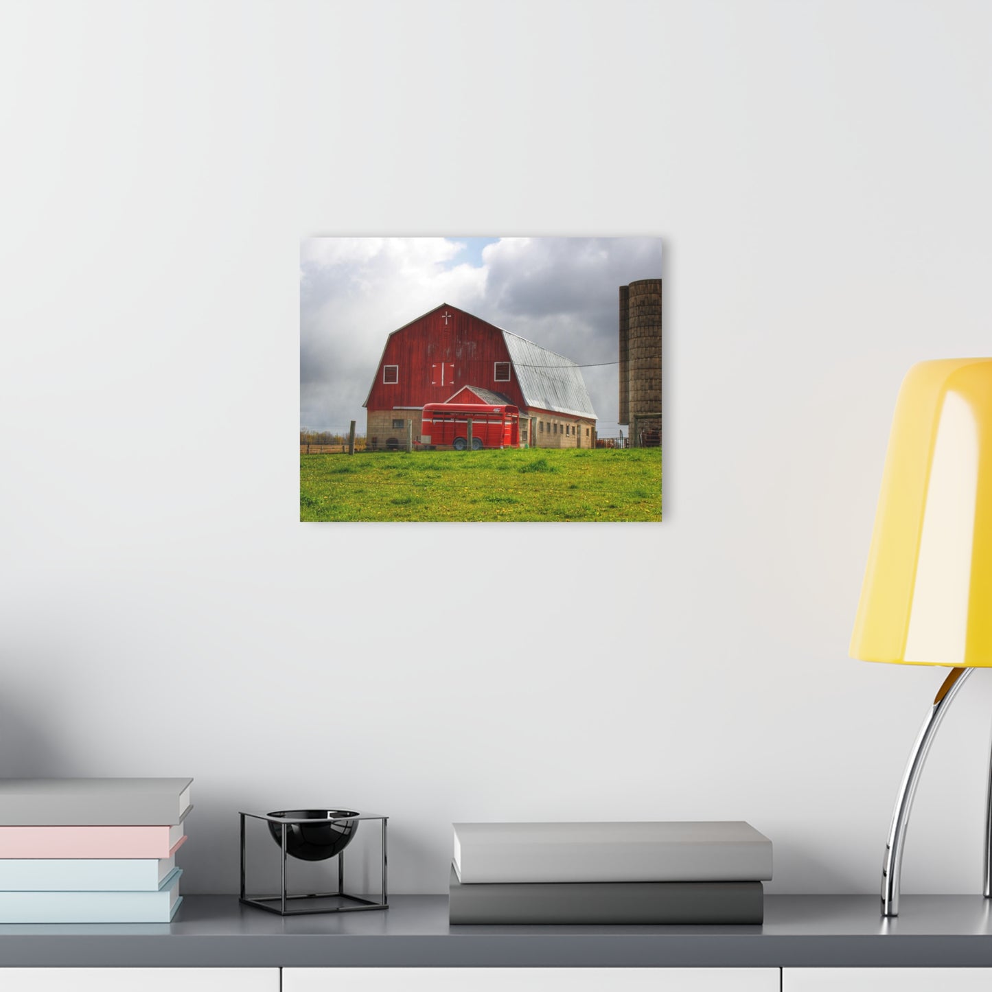 U R There Photography Clothier Road Red and Silo Rustic Farmhouse Acrylic Wall Print