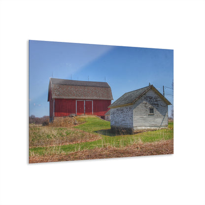 U R There Photography Hurd Corners Red and Little White Rustic Farmhouse Acrylic Wall Print