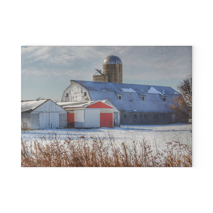 U R There Photography Shoemaker Road Grey Rustic Farmhouse Tempered-Glass Cutting Board