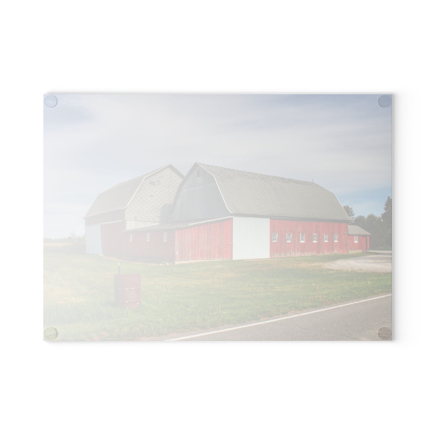 U R There Photography French Road Centennial Reds II Rustic Farmhouse Tempered-Glass Cutting Board