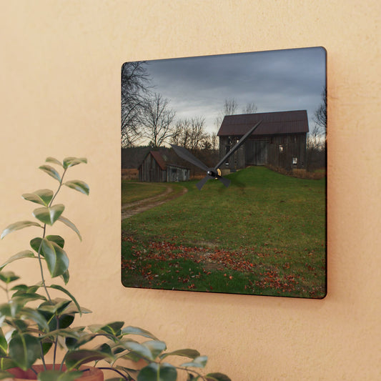 U R There Photography Roadside Greys of Carsonville Rustic Farmhouse Acrylic Analog Wall Clock