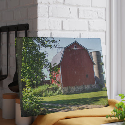 U R There Photography Mayville Road Red Rustic Farmhouse Tempered-Glass Cutting Board