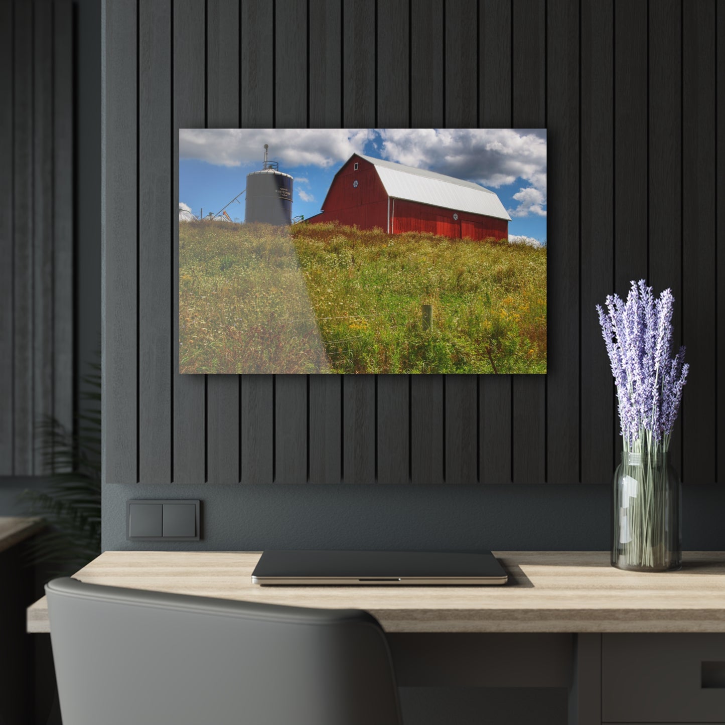 U R There Photography South Henderson Road Hilltop Red I Rustic Farmhouse Acrylic Wall Print