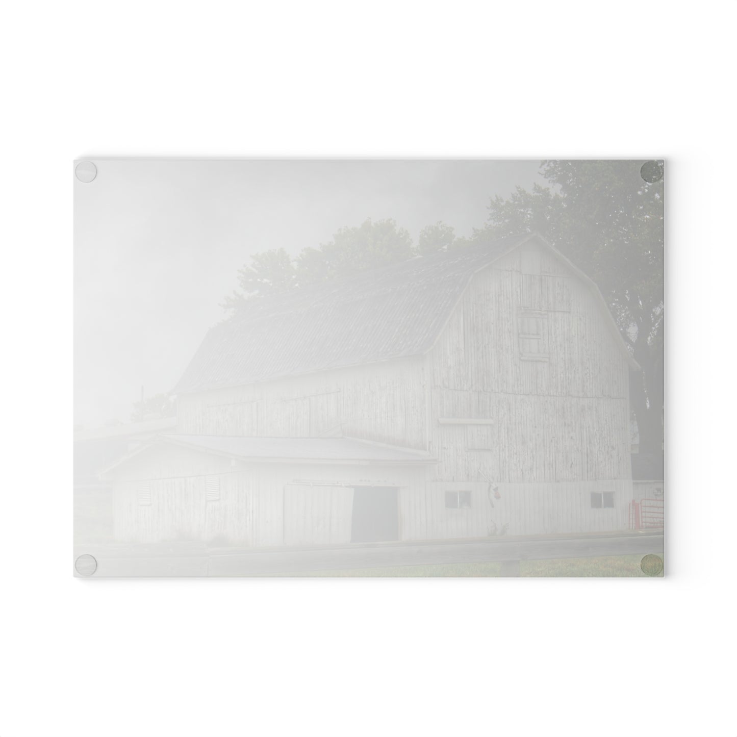 U R There Photography Columbiaville White Rustic Farmhouse Tempered-Glass Cutting Board