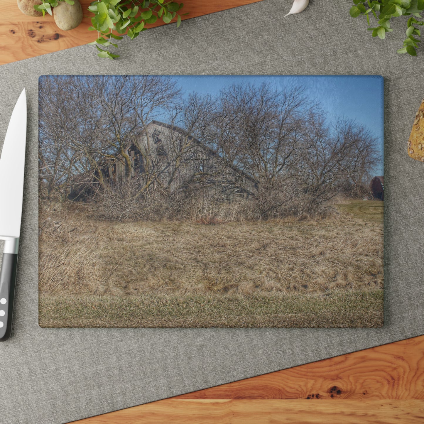 U R There Photography Fargo Road Forgotten Rustic Farmhouse Tempered-Glass Cutting Board