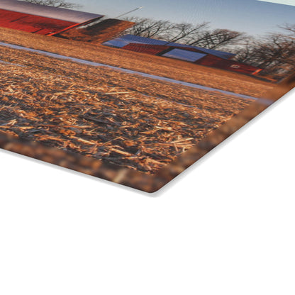 U R There Photography Early Spring on Catlin Road Rustic Farmhouse Tempered-Glass Cutting Board