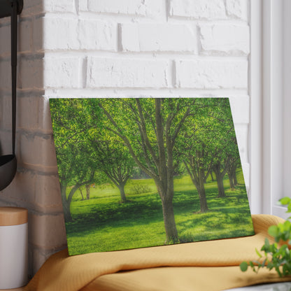 U R There Photography Spring Trees in Chartreuse Rustic Farmhouse Tempered-Glass Cutting Board