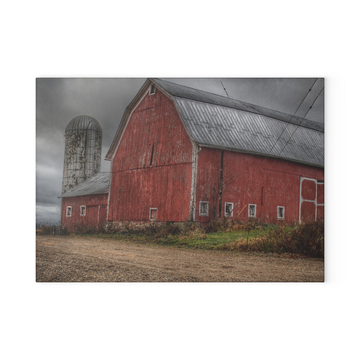U R There Photography Stanley Road Reds Rustic Farmhouse Tempered-Glass Cutting Board