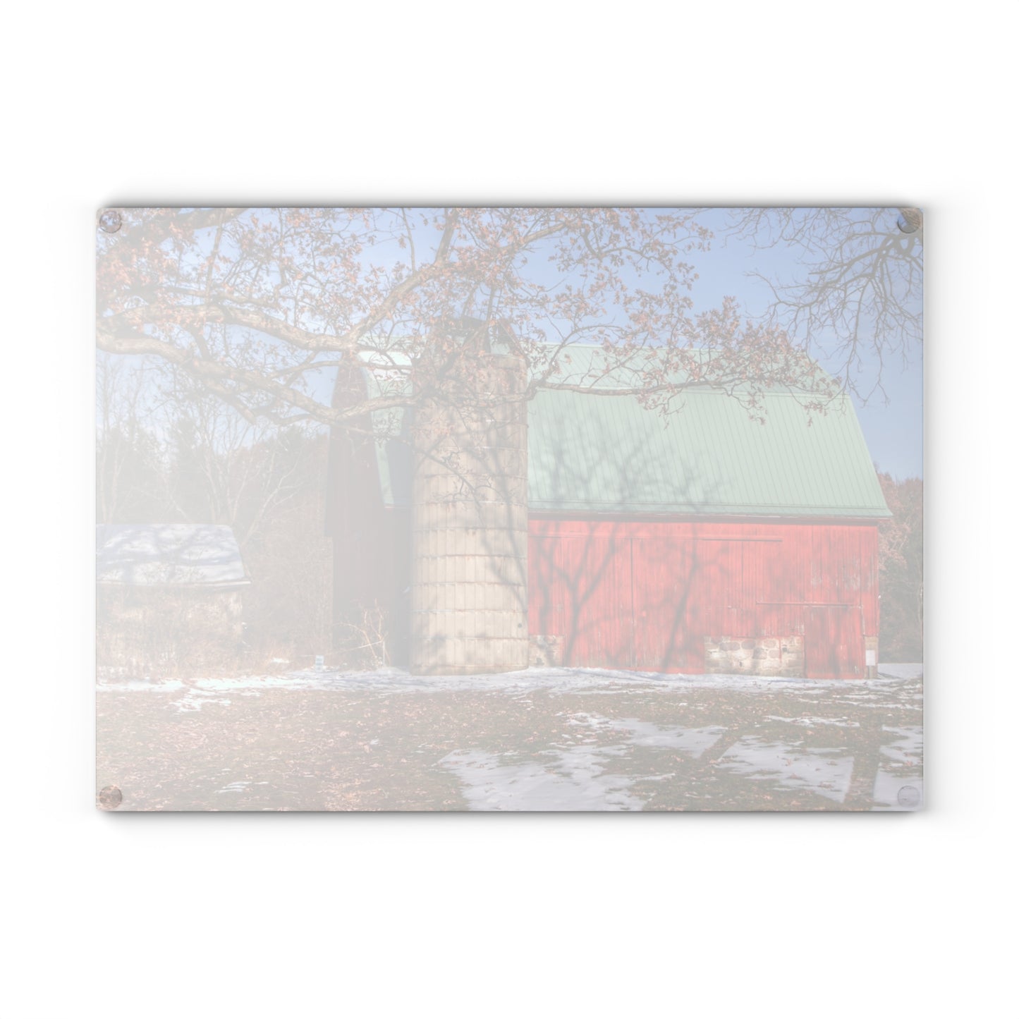 U R There Photography Webster Road Red II Rustic Farmhouse Tempered-Glass Cutting Board