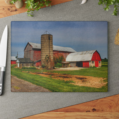 U R There Photography Marlette Red IV Rustic Farmhouse Tempered-Glass Cutting Board