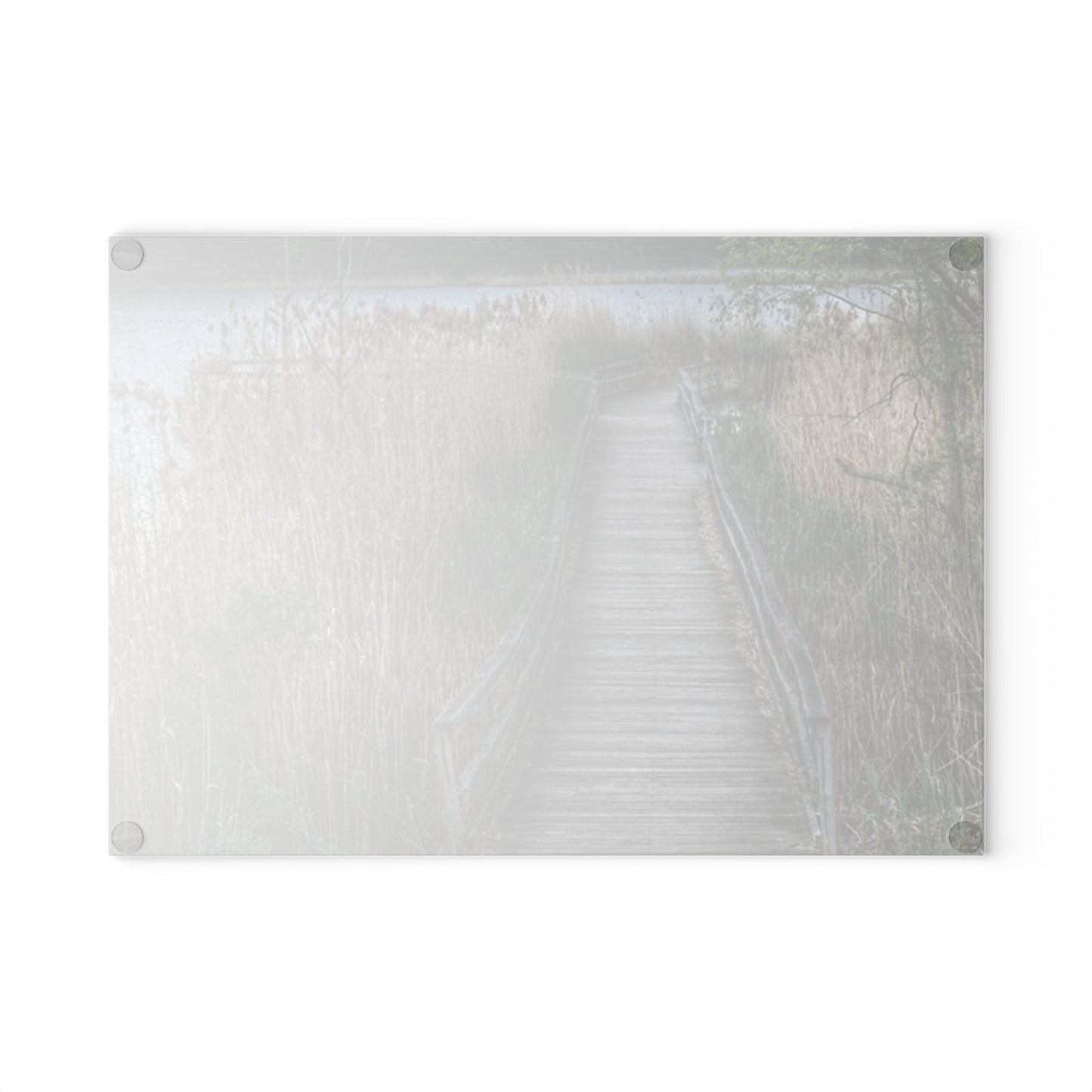 U R There Photography Linear Park Bridge in Lapeer II Rustic Farmhouse Tempered-Glass Cutting Board