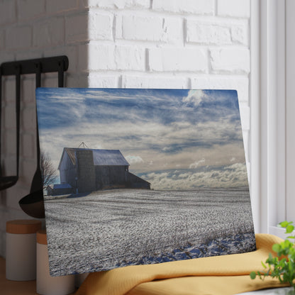 U R There Photography Early Spring Grey I Rustic Farmhouse Tempered-Glass Cutting Board