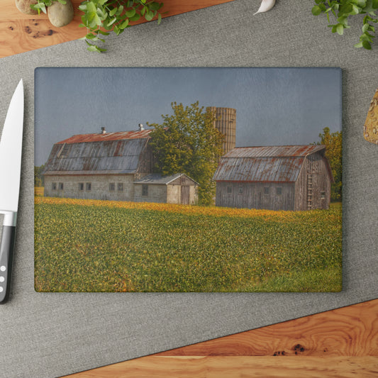 U R There Photography Swaffer Road Duo Rustic Farmhouse Tempered-Glass Cutting Board