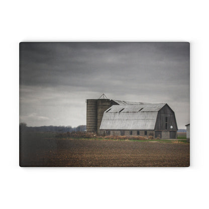 U R There Photography North Gates Road Old Grey II Rustic Farmhouse Tempered-Glass Cutting Board