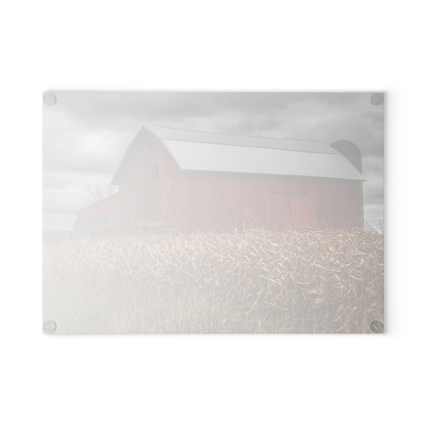 U R There Photography Horton Hilltop Red II Rustic Farmhouse Tempered-Glass Cutting Board
